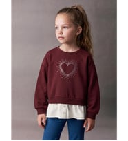 LCW Kids Bordo Taşlı Kız Çocuk Kalın Sweatshirt