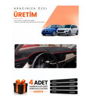 SKODA SCALA (2020-2026) Uyumlu Torpido Koruma Örtüsü Oto Kılıfı - Siyah Kırmızı