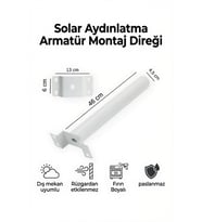 Solar Aydınlatma Armatür Montaj Direği 46 cm Fırın Boyalı Paslanmaz Dış Mekan Bahçe Duvar Direği