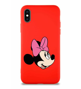 Apple iPhone XS Soft Premier Kapak Minnie Mouse-A Tasarımlı Silikon Kılıf - Kırmızı (Şeffaf)