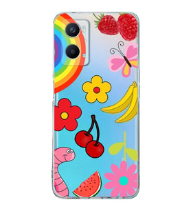 PrintiFy Oppo A96 4G ile Uyumlu Water Color 5  Kamera Korumalı Şeffaf  Kılıf