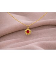 Altın Kaplama Gümüş Yakut Taşlı Minimal Kolye