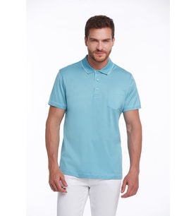 Hatemoğlu Turkuaz Regular Fit %100 Pamuk Basic Merserize Polo Yaka Tişört