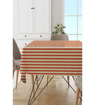 Turuncu Çizgili Dokuma Leke Tutmaz Masa Örtüsü MSO174