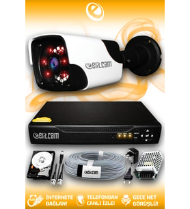 ELITCAM 1 Kameralı Panda 1 Dış Kamera Set 1 TB HDD Full HD Gece Görüşlü Güvenlik Kamerası Sistemi