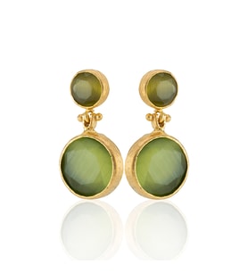 Kadir Jewellery 22 Ayar Altın Kaplama Kadın Taşlı Küpe -El İşçiliği Ve Hipoalerjenik Küpe