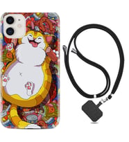 Apple iPhone 11 12 13 Mini Kılıf Boyun Askılı Silikon Tombul Kedi 1739