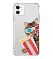 PrintiFy Apple iPhone 11 Uyumlu Kedi 1 Baskılı Şeffaf Köşe Korumalı Antişok Kılıf