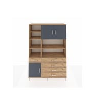 Hyperion Dolap 9 Raflı 5 Çekmeceli 3 Kapaklı 132x44x195 Çam-Antrasit/Çam