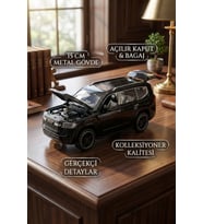 1:32 Metal Çek Bırak Lüks Arazi Aracı Toyota Land Cruiser Model Oyuncak Araba - Sesli Işıklı Siyah