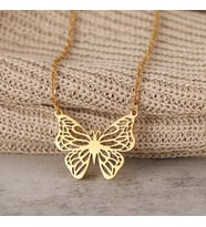 Kişiye Özel 925 Ayar Gümüş Kelebek Kolye (Gold)