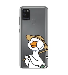Samsung Galaxy A21S Uyumlu Ördek Desenli Şeffaf Telefon Kılıfı