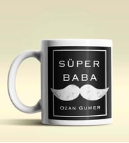 Kişiye Özel Süper Baba Tasarımlı Beyaz Kupa