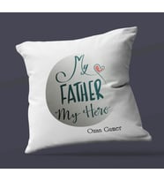 Kişiye Özel My Father My Hero Tasarımlı Saten Kare Yastık (Beyaz)