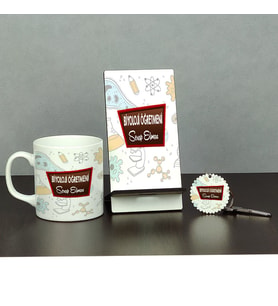 Biyoloji Öğretmenine Hediye Üçlü Set (Kupa + Telefon Standı + Anahtarlık) 002
