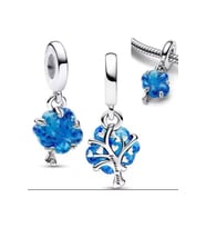 Gümüş Mavi Murano Aile Ağacı Charm