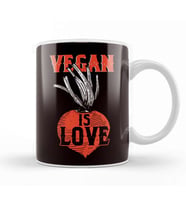 Vegan Is Love Vegetarian Veganism Animal Rights Veggie Food Kupa Bardak Porselen