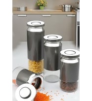 Kosova 4 Lü Gri- Gümüş Cam Kavanoz Seti 1550ML-1230ML-940ML-690ML