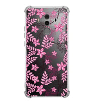 PrintiFy Huawei Mate 10 Pro Uyumlu Köşe Korumalı Floral Pembe Tasarımlı Şeffaf Silikon Kılıf