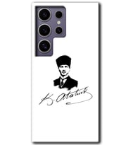 Galaxy S24 Ultra Kılıf HD Desen Baskılı Kılıf - Kemal Atatürk İmza