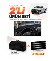 e-biz ISUZU D-MAX (2012-2019) Uyumlu Torpido Örtüsü + Tay Tüyü Bagaj Çantası Seti - Siyah - IS002