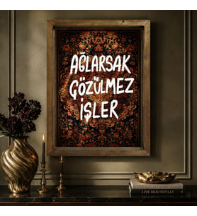 BK Gift Vintage Klasik Sanat Esprili Sözlü Masif Ahşap Çerçeveli Dekoratif Tablo - 39