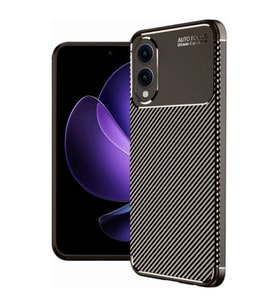 Samsung Galaxy S25 Edge Kılıf Auto Focus Karbon Kapak - Kahverengi