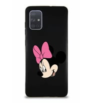Samsung Galaxy A71 Soft Premier Kapak Minnie Mouse-B Tasarımlı Silikon Kılıf - Siyah (Şeffaf)