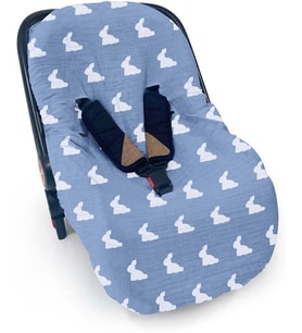 Lexroo %100 Pamuk Müslin Ana Kucağı Kılıfı - Mono Lapin Royal Blue PSTKLF-RYB-000STD