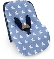 Lexroo %100 Pamuk Müslin Ana Kucağı Kılıfı - Mono Lapin Royal Blue PSTKLF-RYB-000STD