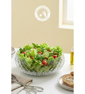 Selen Concept Kafes Model El Yapımı Orta Boy Cam Salata Kasesi 2'li (Şeffaf)