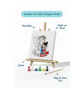 Anneler Günü Eğitici Boyama Tuvali Şövaleli Boya Seti 20x20 cm