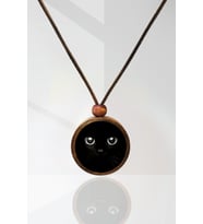 Siyah Kedi Ahşap Kolye