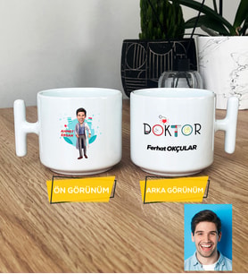 Doktor Hediye T Kupa Bardak Erkek Doktora Tıp Bayramı Hediyesi (Beyaz)