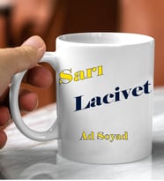 Kişiye Özel Sarı Lacivert Taraftar Tasarımlı Beyaz Kupaa Bardakk