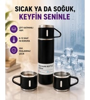 Paslanmaz Çelik Termos Seti 500 ml Kapasite, 6-12 Saat Isı Koruma, Hediye Kutulu