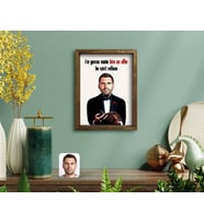 BK Gift Kişiye Özel Godfather Baba Karikatürlü Doğal Masif Ahşap Çerçeveli Tablo-9