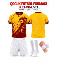 Galatasaray Arslan Baskılı Sarı-Kırmızı- Çocuk Futbol Forması 4 Parça
