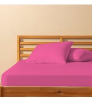 %100 Pamuklu Çift Kişilik Lastikli Çarşaf 180x200+25  50x70 Yastık Kılıfı ( 2 Adet ) (Pembe)
