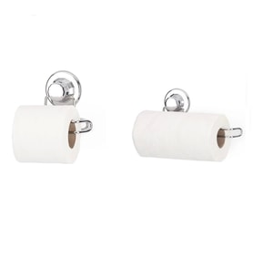 Hem Vakumlu-Vidalı Banyo Askısı 2 li Set Tuvalet Kağıtlığı+Kağıt Havlu Askısı (Gümüş)