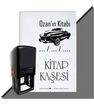 Kişiye Özel Klasik Otomobil Tarihli Otomatik Kitap Kaşesi (Siyah)