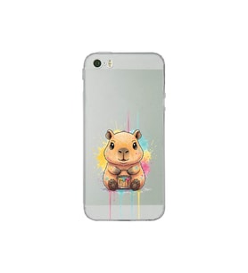 iPhone 5S ile Uyumlu Splash Kapibara Tasarımlı Şeffaf Silikon Kılıf