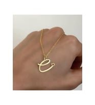 925 Ayar Gümüş Tasarım Kalp Detaylı Harf Kolye (Gold)
