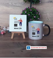 Babalar Günü Hediyesi Dekoratif Taş, Kupa Bardak Kırmızı Hediye Babaya Doğum Günü Hediyesi (Model 8)