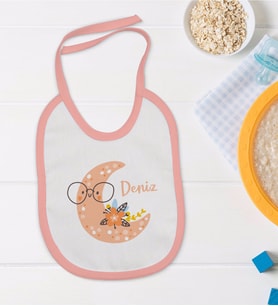 BK Kids Kişiye Özel Pembe Bebek Mama Önlüğü - Model 121