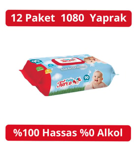 Baby Turco Islak Havlu Kapaklı 90'lı 12 Adet 1080 Yaprak