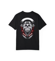 Erkek Motorcu Kurukafa Baskılı  Siyah Oversize T-shirt (Siyah)