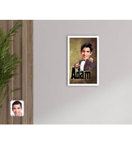 BK Gift Kişiye Özel Adam Karikatürlü Dekoratif Ahşap Beyaz Çerçeveli Tablo-2