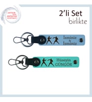 Motivasyon Dolu Hatıra, Knockout Figürlü, Kişisel Yazılı Anahtarlık Takımı, Gök Mavi-Turkuaz