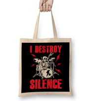 Funny I Destroy Silence Drummer Awesome Drumming Bez Çanta Uzun Saplı